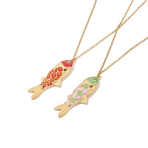 Collier avec pendentif en forme de <span class=keywords><strong>poisson</strong></span> en acier inoxydable HB524, petit <span class=keywords><strong>poisson</strong></span> <span class=keywords><strong>rouge</strong></span>, émail coloré, charme de <span class=keywords><strong>poisson</strong></span>, cadeau porte-bonheur pour les amis, bijoux - Product Image 5