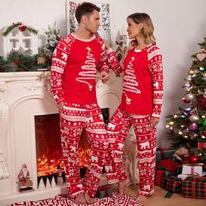 الخريف والشتاء للكريسماس الأوروبي والأمريكية ملابس منزلية خصر مرن جيد التهوية بأكمام طويلة بنطال طويل مطبوع مفرد - Product Image 3