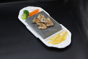 Filete de placa de piedra conjunto parrilla filete en piedra muy caliente <span class=keywords><strong>roca</strong></span> de Lava con un plato de porcelana - Product Image 2