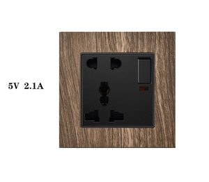 Enchufe de Pared USB Multifunción de Alta Calidad de 1/2/3 Tomas con 3/5 Pines y 2 Salidas, con Certificación CE y Garantía de 12 Años, Panel con Acabado de Madera - Product Image 2