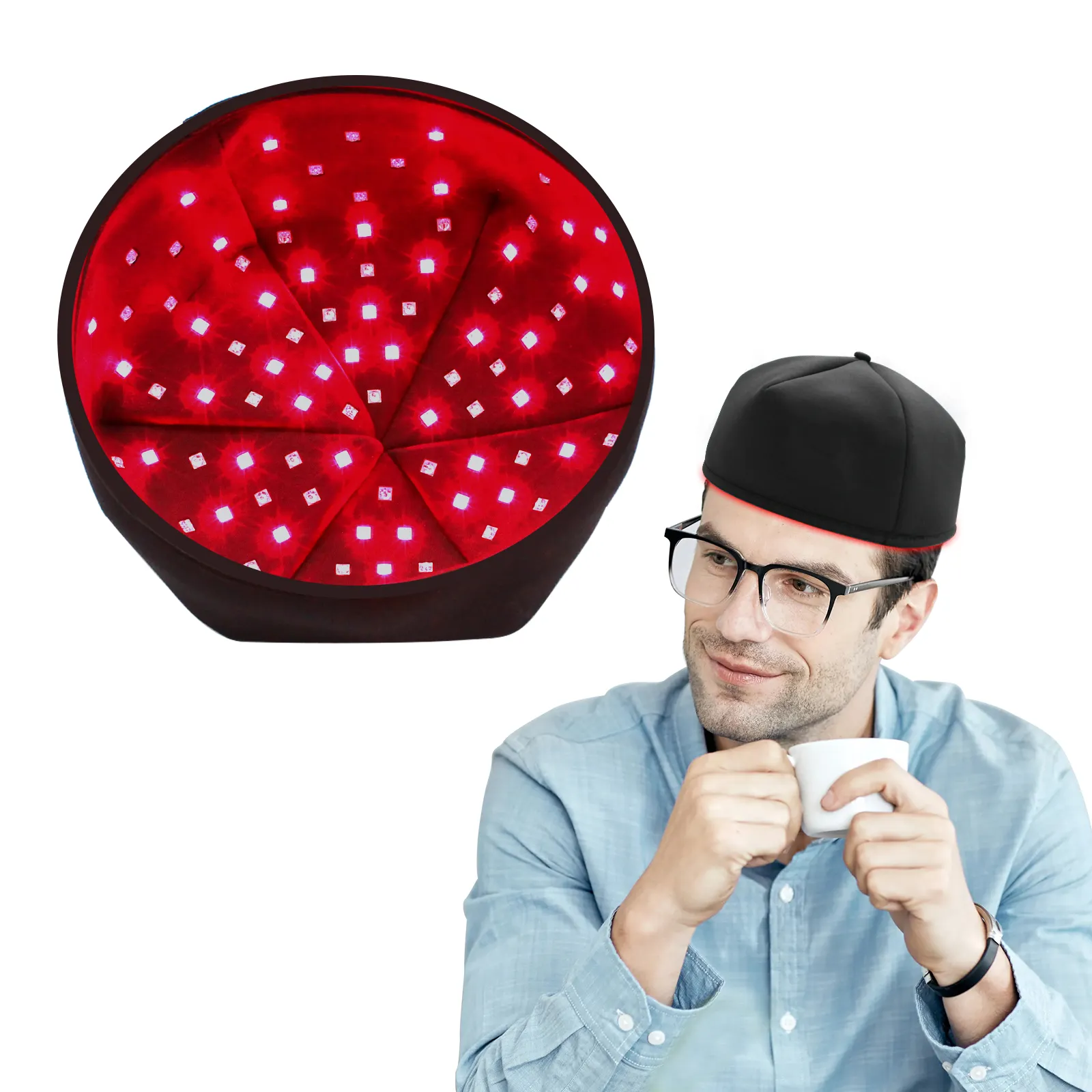Commercio all'ingrosso casco Led luce rossa 650nm 830nm luce rossa terapia cappello a LED berretto luce rossa terapia