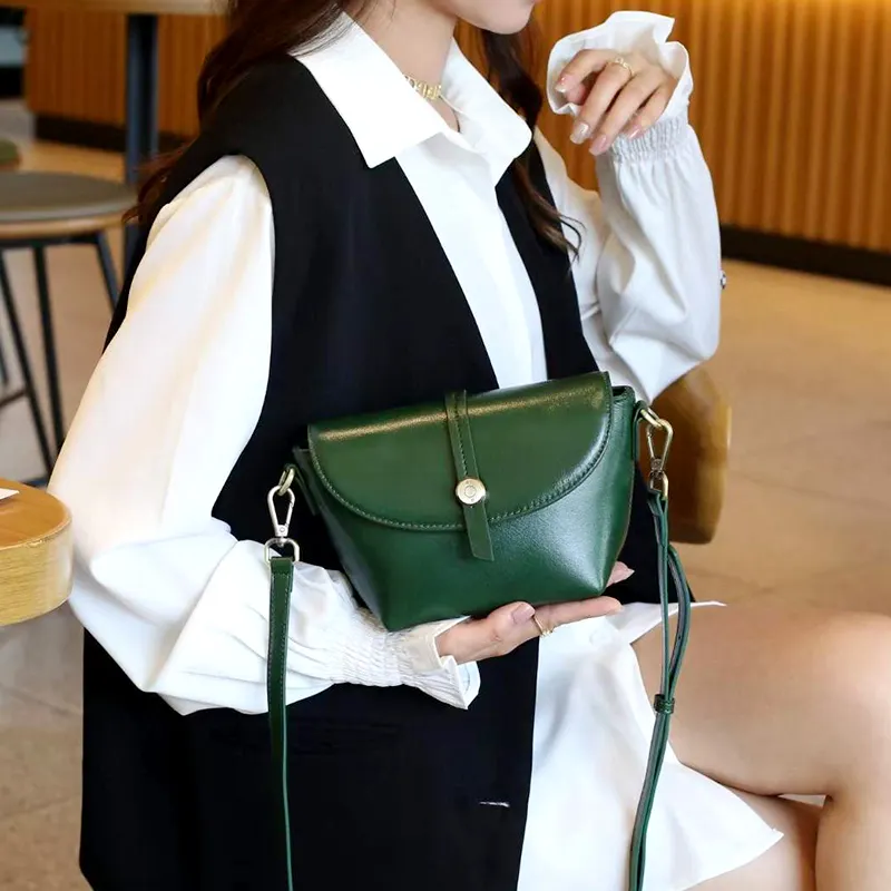 Mới thực vật rám nắng da bò Vai Túi cho phụ nữ da Crossbody Túi Phong bì túi