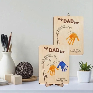 Targa <span class=keywords><strong>in</strong></span> <span class=keywords><strong>Legno</strong></span> Art Déco 'Miglior Papà di Sempre' 8x6 Pollici, Personalizzabile con Impronte e <span class=keywords><strong>Nomi</strong></span>, Regalo Unico per la Festa del Papà, Preziona Momenti Dolci Eterni - Product Image 6