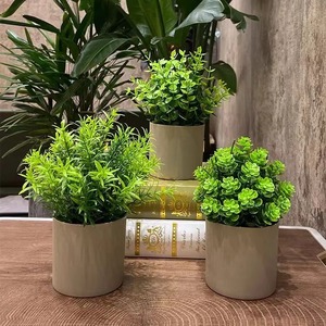 Mini-plantes artificielles en pot 18 cm, décorations de bureau en plastique eucalyptus pour la maison, le bureau et le salon - Product Image 2