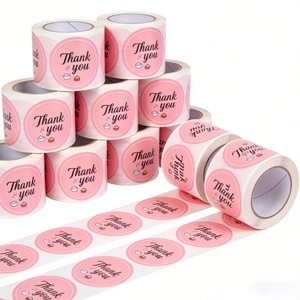 Elegant Pink Thank You for Your Order <b>Stickers</b> Custom Gold Foil Sealed Round Labels with <b>Logo</b> for Small Business Packaging Gifts - Product Image 1