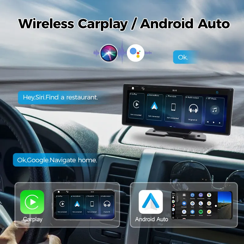 Maustor New Arrival 10.26 Inch Android Auto Carplay Car DVD Player with IPS Screen Supports WiFi/BT/TF Card Features Car Radio