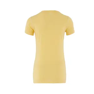 Camiseta ajustada cómoda de lana merina a la moda con logotipo personalizado y cuello en V para mujer