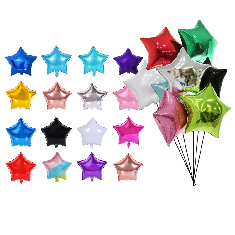 Balon Foil Bintang Helium Tiup 18 Inci Dekorasi Warna Barang Pesta Ulang Tahun Tiongkok