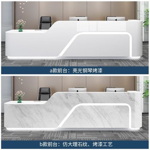 <b>Modern</b> <b>White</b> Reception <b>Desk</b> LED Front Counter Customizable Welcome Lobby Table for Company Showroom Shopping Mall - Product Image 4