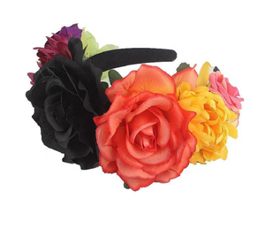 Diadema Halloween De Novia Cadáver Con Flores Y Guantes De Encaje – Accesorio Gótico Para Disfraces De Mujer
