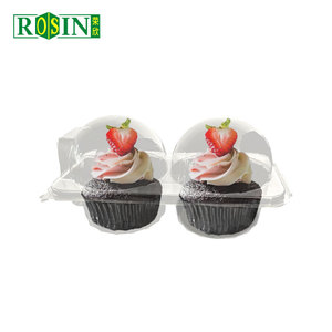 Pet lấy đi nhựa vỏ sò dùng một lần 2 khoang Vòng mousse mini trong suốt Bánh hộp container 500Pcs với nắp rõ ràng - Product Image 3