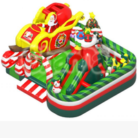 Parcours d'obstacles gonflable sur le thème de Noël, château gonflable extérieur décoré pour enfants, petite machine distributrice, jeux de carnaval, ballons