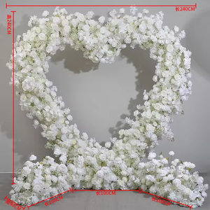 Arco Floreale a Forma di Cuore all'Ingrosso - Arco Nuziale Artificiale <span class=keywords><strong>con</strong></span> Rose Rosse per Decorazioni di Proposte e Cerimonie - Product Image 3