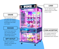 Vente en gros usine : Grande machine à griffes commerciale colorée, à monnayeur, pour peluches, de type arcade