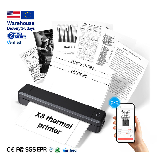 Marklife A4 Portable Mini Inkless Thermal Printer Customized Logo Business Document Printing for Android iOS 2-Year Warranty