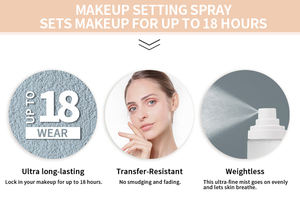 Support OEM <span class=keywords><strong>spray</strong></span> <span class=keywords><strong>fixateur</strong></span> de <span class=keywords><strong>maquillage</strong></span> humide de rosée longue durée Vegan <span class=keywords><strong>spray</strong></span> <span class=keywords><strong>fixateur</strong></span> de marque privée - Product Image 4