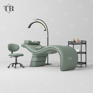 Cama Curva de Lujo Turri para Pestañas y Cejas, Silla de Mesa Personalizada para Extensiones de Pestañas en Salón de Belleza, Color Rosa - Product Image 1