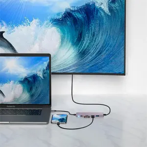 อุปกรณ์ชาร์จอเนกประสงค์ Usb 3.1เป็น HDTV,6 In 1 Type-C กับ Hdtv 4K HUB PD แท่นชาร์จ USB 3.0ฮับสำหรับตั้งโต๊ะพีซีและแล็ปท็อป