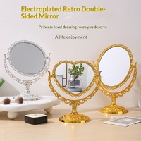 Miroir de coiffeuse double en plastique de style rétro européen, miroir de maquillage style princesse, populaire sur internet
