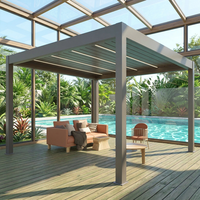 Pergola bioclimatique extérieure en aluminium thermolaqué, toit à lames motorisé, système d'ombrage télécommandé, étanche, pour un design moderne