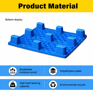 Palette en plastique à surface plate de 9 pieds, entrée 4 voies, palette en plastique légère pour expédition unidirectionnelle - Product Image 5