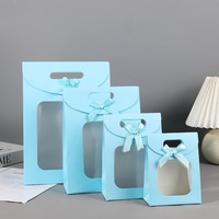 Sacs en papier kraft personnalisés de qualité supérieure avec fenêtre et nœud, refermables, pour cadeaux et shopping, vente en gros