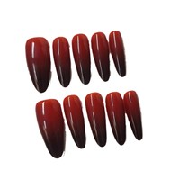 Ongles à presser longs style gothique dégradé noir et rouge, pour Noël et Nouvel An 2026, collection niche Halloween, ensemble prêt à poser