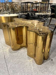 Table basse <span class=keywords><strong>de</strong></span> luxe MR Brand en acier inoxydable doré brillant, design moderne, facile à nettoyer, pour salon, villa, <span class=keywords><strong>maison</strong></span> - Product Image 5