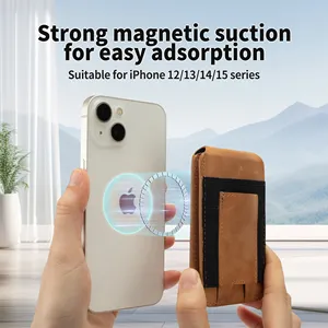 Leather Phone Wallet Stand Magnetic Card Wallet Organizer Card Holder Secure Design With Card Slot For Iphone