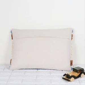 Embroidered Texture Modern Ivory and Yellow Tassel 100% Cotton <b>Cushion</b> <b>Cover</b> Soft Home Decor Wholesale Price - Product Image 4