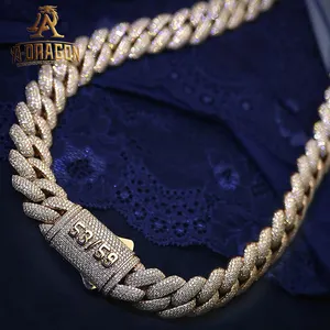 20mm Iced Out Moissanite Diamond 14K Gold Filled Silver Cuban Chain Precio a granel