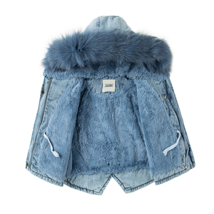 Astrid-manteau d'hiver pour filles, nouveau Design, manteau en fausse fourrure à capuche, veste en Denim chaude, épaisse, suspendue à l'extérieur, pour enfants, collection 2021 - Product Image 4