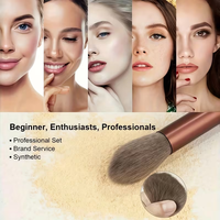 Ensembles de pinceaux de maquillage professionnels couleur café, poils synthétiques doux, pinceau pour fond de teint, poudre, blush, contour, maquillage des yeux, pour débutants