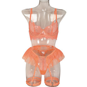 Jn Qsfs Jn Qsfs Sexy Dames Transparant Ondergoed Strass Kanten Wimper <span class=keywords><strong>3</strong></span>-delige Kanten Set Rok Sexy Lingerie - Product Image 5