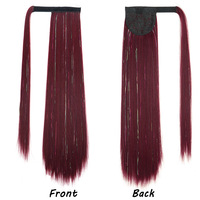 Queue de cheval à clipser pour femme, cheveux chinois longs et lisses, effet laser, soyeux et brillant, style célébrité internet, non-Remy, 24 pouces, pour l'exportation