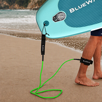 Laisse de surf droite 10 pieds, corde de jambe flottante à faible résistance avec manchette rembourrée et pivot, 7 couleurs pour le SUP et le surf