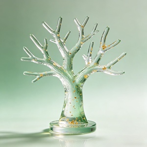Árbol de los Deseos Dorado, Adorno de Resina Transparente, Decoración del Árbol de <span class=keywords><strong>la</strong></span> <span class=keywords><strong>Vida</strong></span>, una Opción Ideal para Decoración del Hogar y Regalos. - Product Image 1