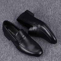 Mocassins Penny pour Hommes à Prix d'Usine, en Cuir Microfibre Noir, Semelle en Caoutchouc Flexible Antidérapante, Chaussures Habillées Quotidiennes pour le Bureau et les Affaires