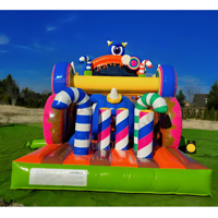 Structure gonflable commerciale d'extérieur pour enfants, combo château gonflable avec toboggan, parcours d'obstacles gonflable Monster Candy pour la location