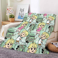 Vente en gros de couvertures en flanelle douce à motifs patchwork de personnages de dessins animés imprimés sur mesure