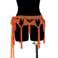 Chaîne de taille papillon en strass colorés brillants avec pompons pour femme, idéale pour la danse orientale - Grande Vente