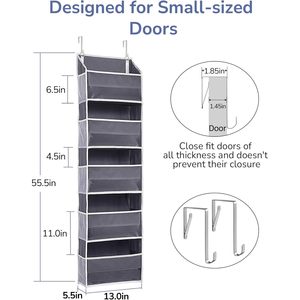 Over Door Organizer 5 <b>Shelves</b> Dark Gray Storage For Baby Products Behind Doors On Walls <b>Hook</b> Type Non Woven Fabric - Product Image 3
