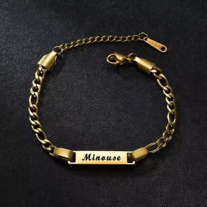 Bracelets personnalisés en acier inoxydable, plaqués or, gravés sur mesure avec nom et date de <span class=keywords><strong>naissance</strong></span>, chaînes de main, bijoux pour femmes et hommes - Product Image 5