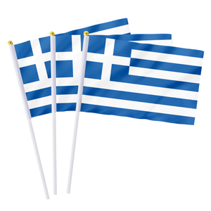 Vente en gros de logo personnalisé grec <span class=keywords><strong>Mini</strong></span> drapeau en polyester 21X14cm avec porte-bâtons <span class=keywords><strong>Mini</strong></span> drapeau à main personnalisé - Product Image 2