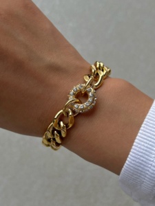 Dazan Новый Ins 18k позолоченный нержавеющая сталь потускнение без якоря декоративный кулон 11 мм кубинский браслет-цепочка ожерелье для женщин - Product Image 3