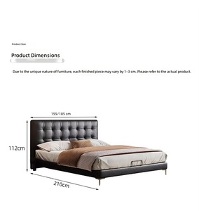 Lit Double Moderne Simple de Luxe Italien pour Petits Appartements, Taille King/Queen, avec Rangement, Revêtement en Cuir, Collection 2025 - Product Image 4