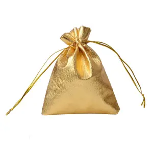 Bolsas de Organza de Color dorado/plateado de 7x9cm, bolsitas de Organza con lámina metálica, para regalos de Navidad, fiestas, bodas, regalos