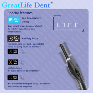 Lámpara de Curado Dental LED Inalámbrica Greatlife <span class=keywords><strong>Dent</strong></span>, con Guía de Fibra Óptica y Cabezal Metálico Resistente para Curado de Resina Dental - Product Image 2