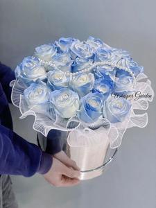 Toptan çiçek ambalaj kutusu altın gümüş yuvarlak lüks karton çiçek kutusu çiçek aranjmanı için - Product Image 3