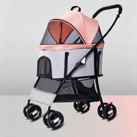 Poussette pour animaux de compagnie légère, pliable, respirante et réglable pour chiens et chats de petite et moyenne taille, avec cadre en aluminium